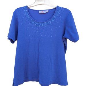 Quacker Factory Purple Short Sleeve Studded T-shirt - Size S